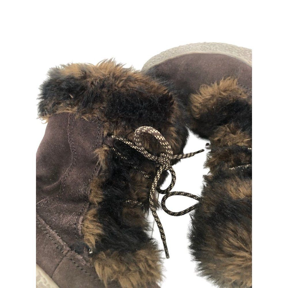 VTG Brilliant Winter Snow Boots Leather Fuax Fur Lining Wedge Womens Size 7M - Picture 3 of 6